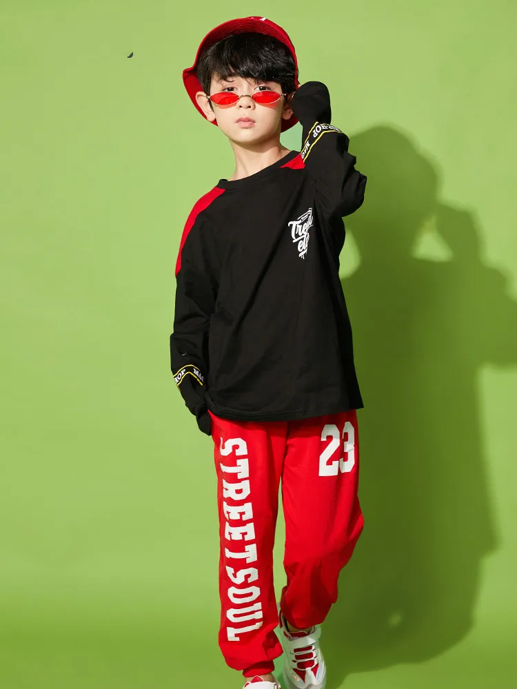 

Boy Street Dance Suit Tide Hiphop Boy Street Dance Clothes Loose Hip Hop Children's Costumes Korean Performance Clothing