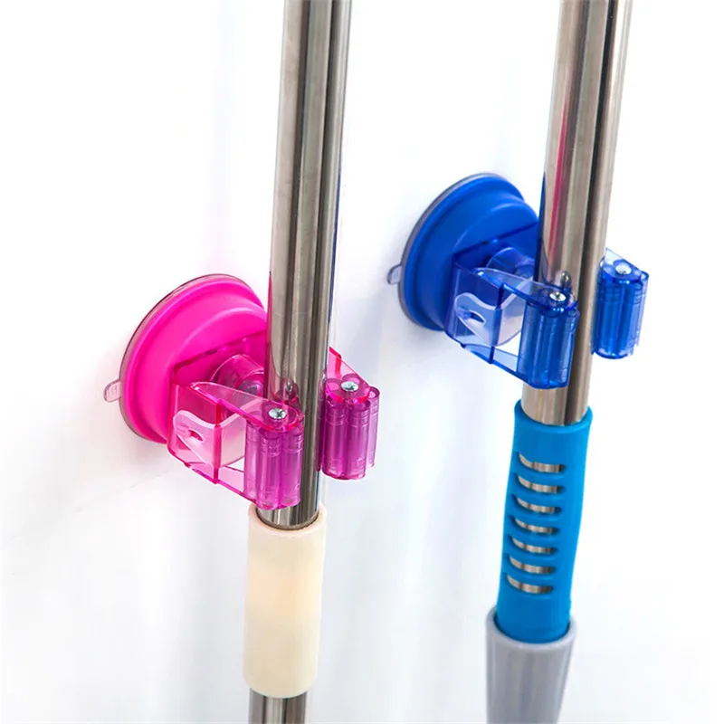 3pcs/lot Sucker Hook Mop Holder Wall Mounted Kitchen Bathroom Suction