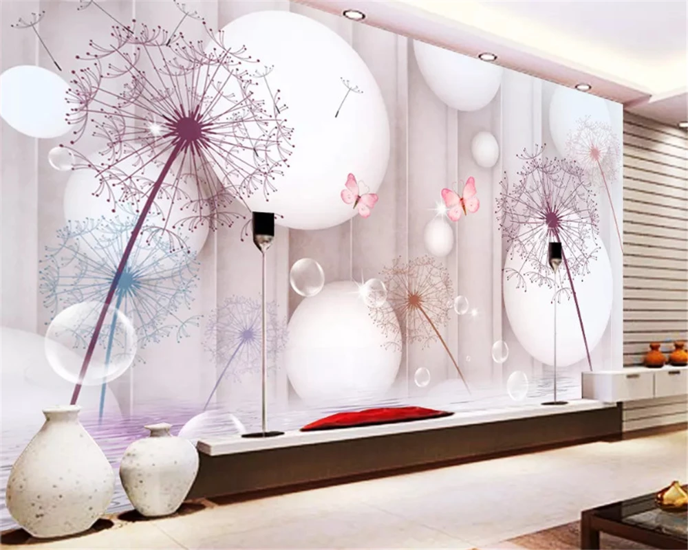 beibehang Custom wall papers home decor fashion interior decoration painting 3d wallpaper dandelion bubble 3D TV background