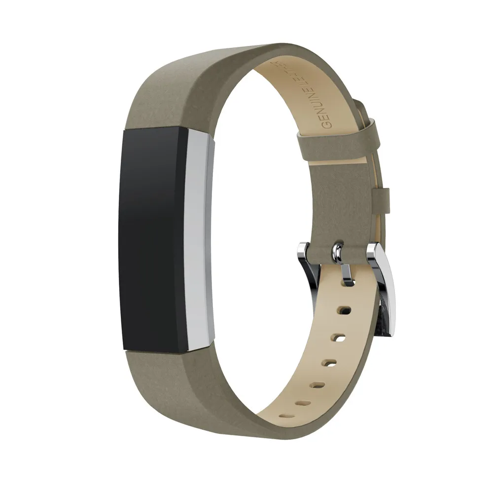 Классический кожаный сменные ремешки с металлическими разъемами для Fitbit Alta/Alta HR замена Смарт-часы для спорта Товары аксессуары - Цвет: Gray