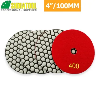 

SHDIATOOL 4pcs Grit 400# Dia 4"/100mm Diamond Flexible Dry Polishing Pad Resin bond Sanding Discs For Stone Marble Granite