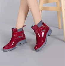 Fashion 2016 Women Ankle Boots Rubber Ankle Strap High Quality Women Rain boots Casual Ladies Flats Boots Shoes