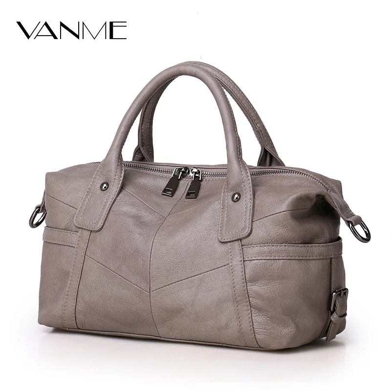 New Real Boston Polyester Soft 2017 Women Genuine font b Leather b font font b Handbags
