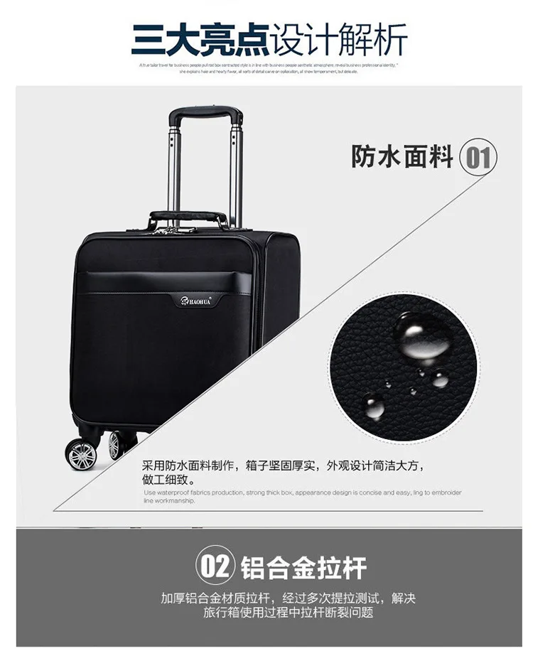Unisex Business Travel Rolling Luggage Spinner Wheels 18 inch Suitcase Airplane Clothing Carry On Trolley Luggage (5)