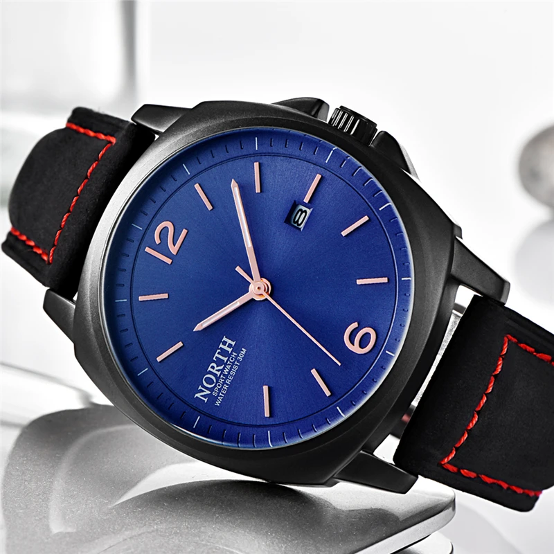 

North Mens Watches Top Brand Luxury Quartz Watch Men Leather Waterproof Military Watches Men Casual Sports Clock Male Wristwatch