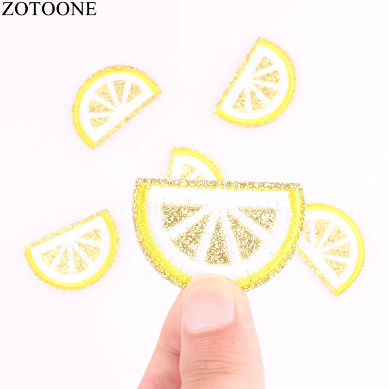 

ZOTOONE 10PCs Iron On Patches For Clothing Gold Lemon Embroidery Patch Appliques Badge Stickers For Clothes Jeans 3.3x4.7cm G
