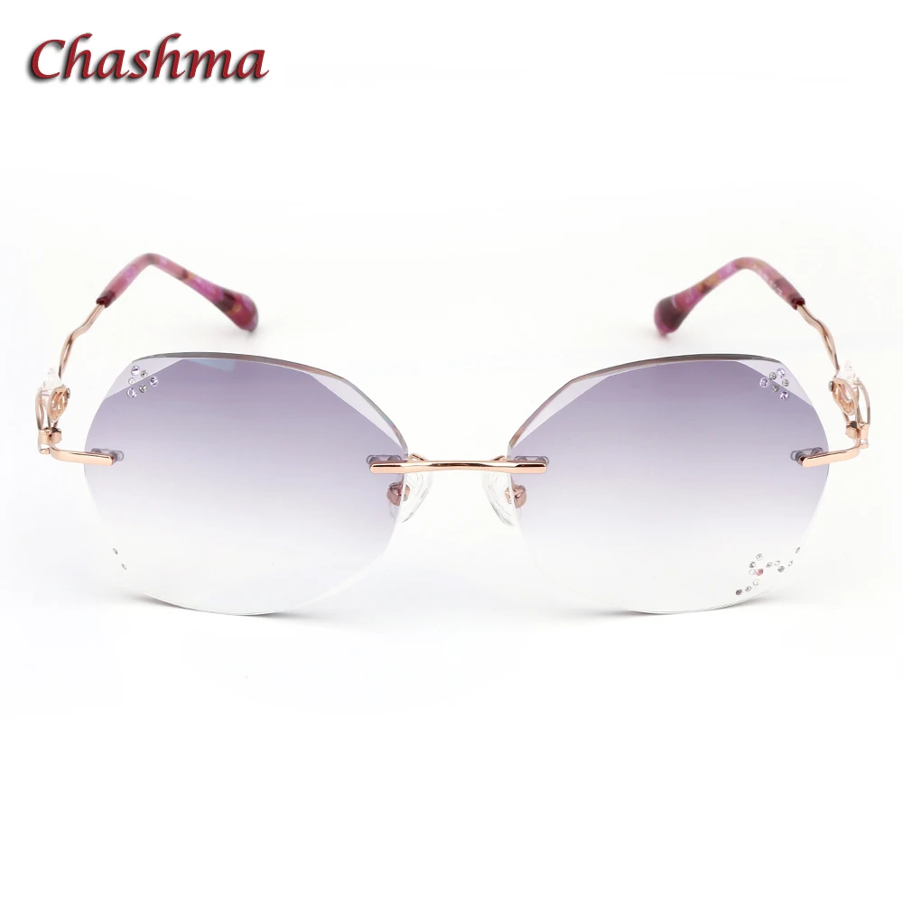 Женские солнцезащитные очки без оправы Chashma брендовые с цветными линзами для