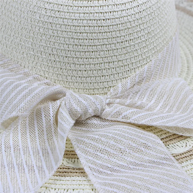 Spring And Summer Women Sunshade Lace Bow Wide Brim Big Straw Hat Womens Beach Casual Sun Daxie Straw Hat H14 (6)