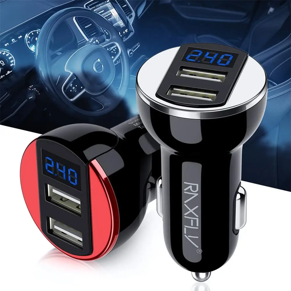 

3.1A LED indicator light Dual USB Car Charger 2 Port LCD Display 12-24V Cigarette Socket Lighter For phones/tablet pc/navigator
