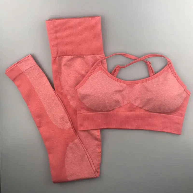 

2PCS Women Energy Seamless Yoga SetHigh Waist Patchwork Workout leggings Gym Pants Fitness+Yoga Bra Sports Bra TopsSports Suit
