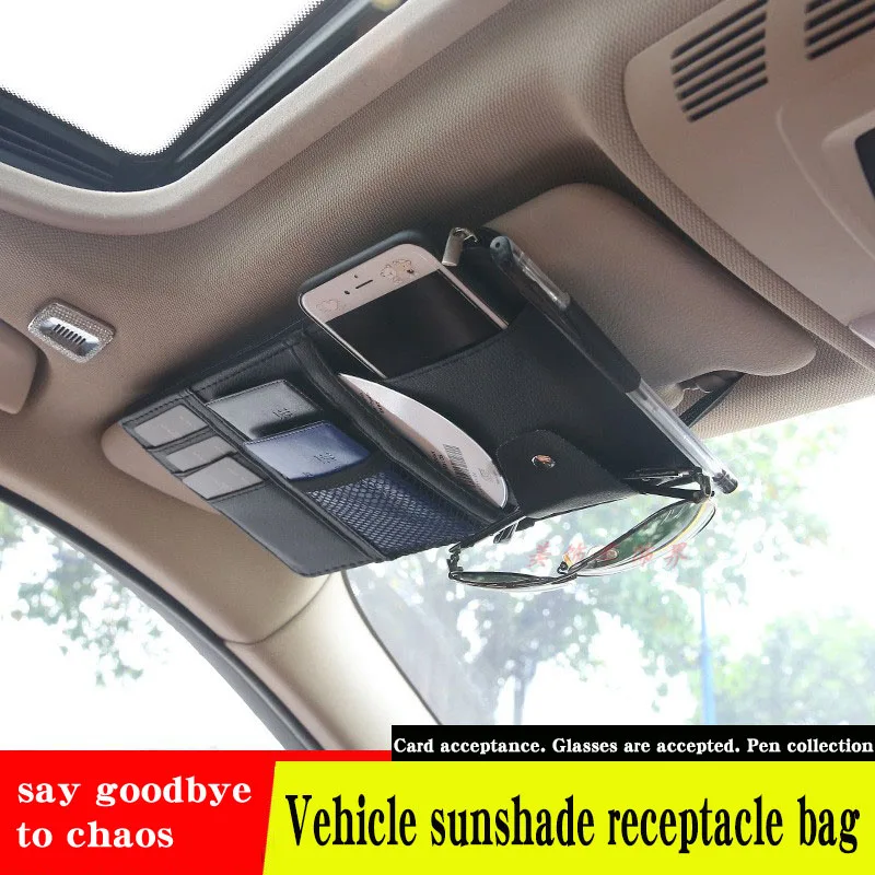 

Car Sunshade Storage Bag Organizer bag Universal Microfiber leather storage Clip