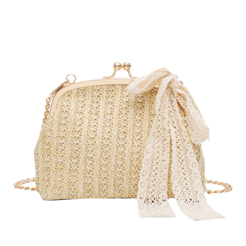 

2019 New Straw Bag Female Korean Wallet Lace Handbag Chain Chain Single Shoulder Bag Summer Beach Women Handbag Fashion Bolsa
