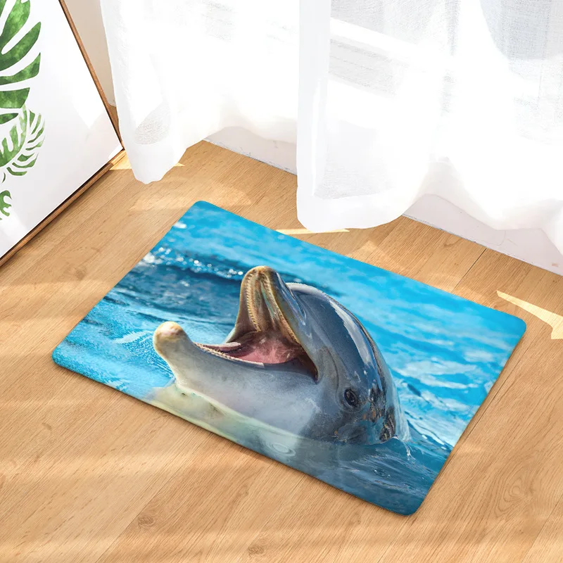 CAMMITEVER коврик для ног, стула для йоги, игровой коврик для ванной комнаты, коврик для прихожей, Прямоугольный Коврик для украшения дома, Дельфин в синем море