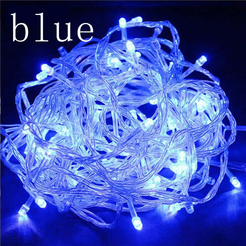 Aimkeeg 10 M 20 M 30 M Водонепроницаемый открытый свет строки LED строки лампы сад Рождественская елка Фея светлый праздник украшения - Испускаемый цвет: Синий