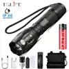 Linterna Led linterna más potente T6/L2/V6 Luz de Camping 5 interruptor de cambios impermeable Zoomable bicicleta luz usar la batería 18650 ► Foto 1/6