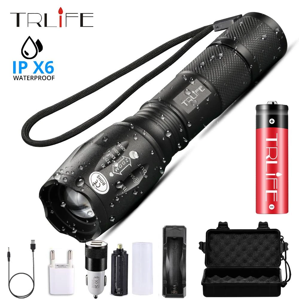 2 Sets 20000lumens 5 Modes T6 LED Flashlight Torch Lamp+18650 battery+Charger US 