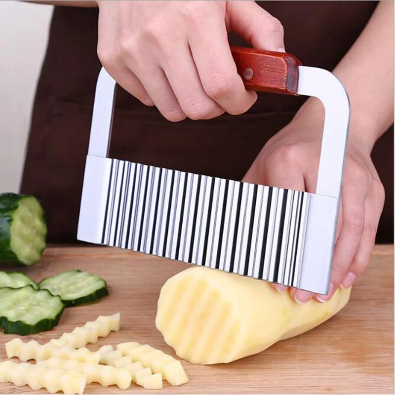 Potato French Fry Cutter Stainless Steel Wavy Edged Cutter Serrated