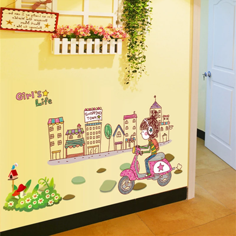 

City Girl vespa Wall Stickers Wall Stickers for Kids Room Baby Sticker Kids Sticker Nursery Decor Home Decor