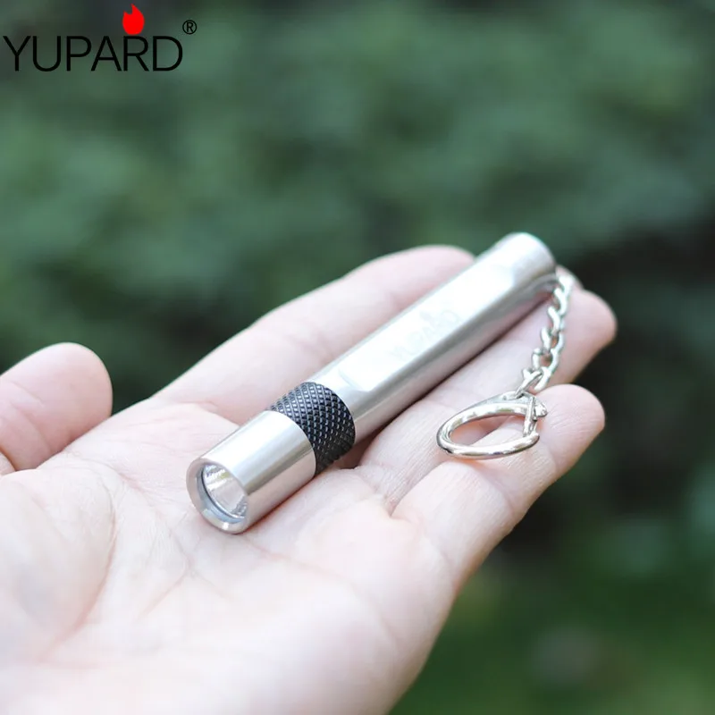 

YUPARD mini Torch Light Q5 LED Flashlight Stainless Shell 1*AAA /10440battery Rechargeable waterproof 3-Mode outdoor sport