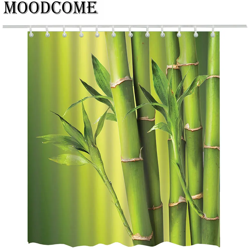 

Shower Bamboo Curtain Bathroom Green Bamboo Shower Curtain Green Curtains Bath Decoration Accessory Green Plants Shower Curtain