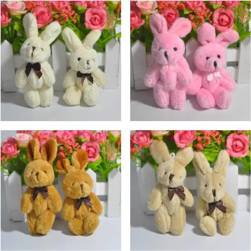 2017 New Lovely Rabbit Plush Toys Joint Rabbits DollsWedding Party Flower Decor DIY Materials 8cm 30pcs (11)