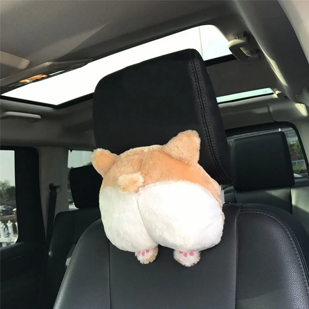 

Novelty Corgi Bottom Car Seat Neck Pillow Dog Buttocks Headrest Cushion Plush Auto Interior Accessory Car Styling