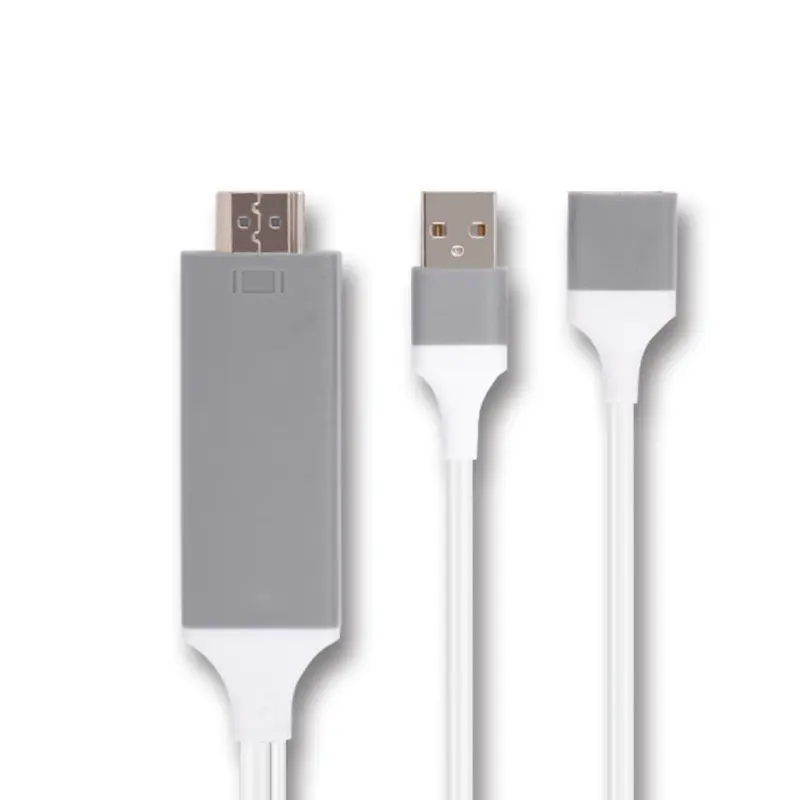 USB Женский HDMI кабель HD ТВ телефона адаптер для iPhone XS MAX XR 6 7 8 плюс samsung galaxy S8 S9 S10 Note8 Note9 Android iOS ТВ - Цвет: Grey White