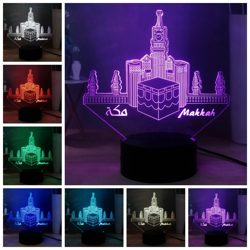 Креативный светодиодный ночник Makkah RGB USB переключатель разноцветный 3D иллюзия Лампа детский прикроватный ночник настольная лампа подарок на день рождения