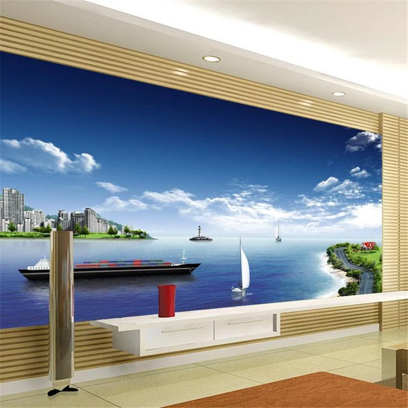 beibehang papel de parede photo wall paper 3d stereoscopic sea views Europe TV backdrop wallpaper living room bedroom murals