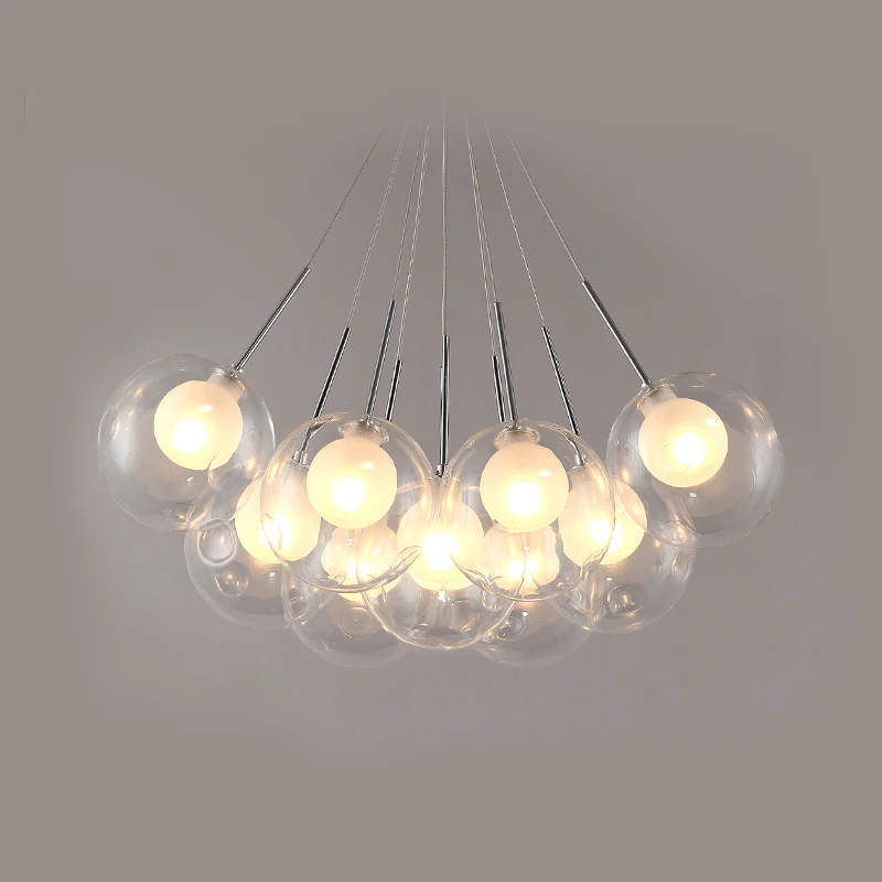 

Nordic Modern LED Double-Deck Glass Ball Pendant Lights G4 Bulb Hall Light 12/15cm Glass Lampshade Hanging Pendant Lamp Fixtures