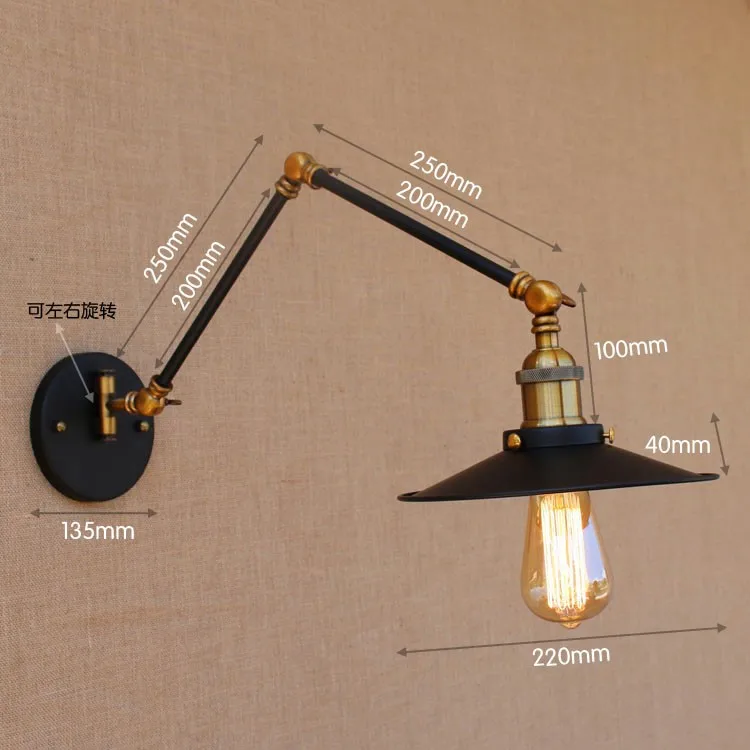 Регулируемый длинный Поворотный Настенный светильник Edison Ретро винтажный настенный светильник Лофт стиль промышленный настенный светильник аппликация светодиодный