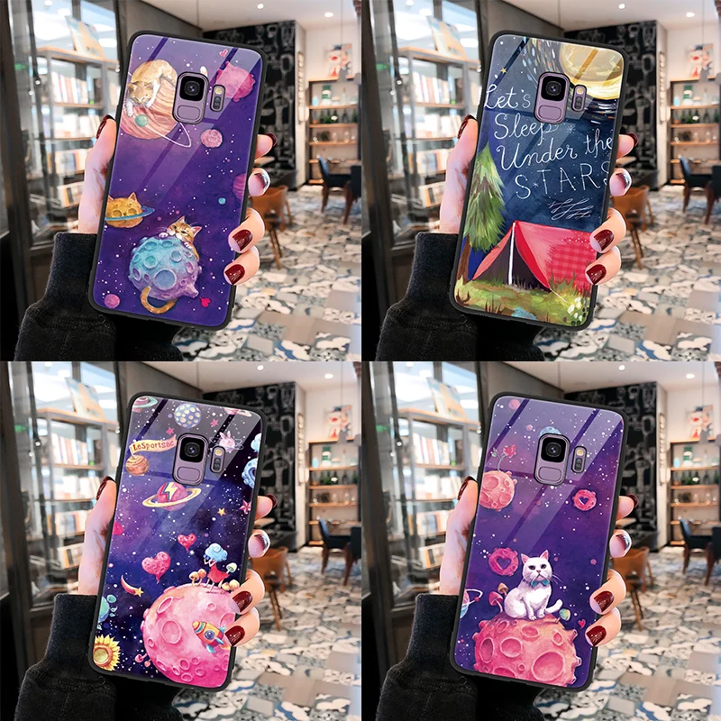 Cat Чехол крышка с узорами для samsung Galaxy A50 M20 M10 Note 8 9 S10e S8 S9 S10 плюс J5 J7 Prime A6s J4 A6 A7 A8 2018