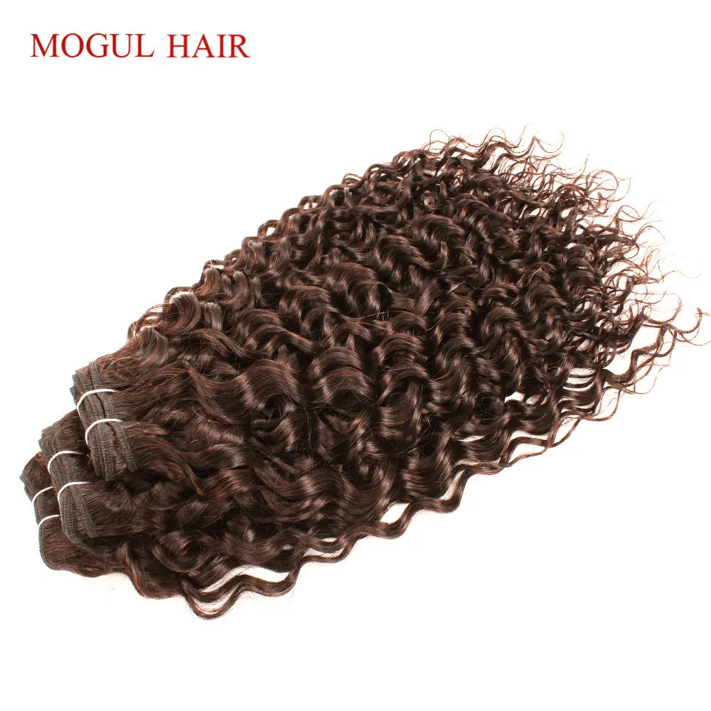 MOGUL волосы бразильская холодная завивка пучки с закрытием 14-24 дюймов шоколадный коричневый цвет 4 предварительно цветные не Реми человеческие волосы переплетения