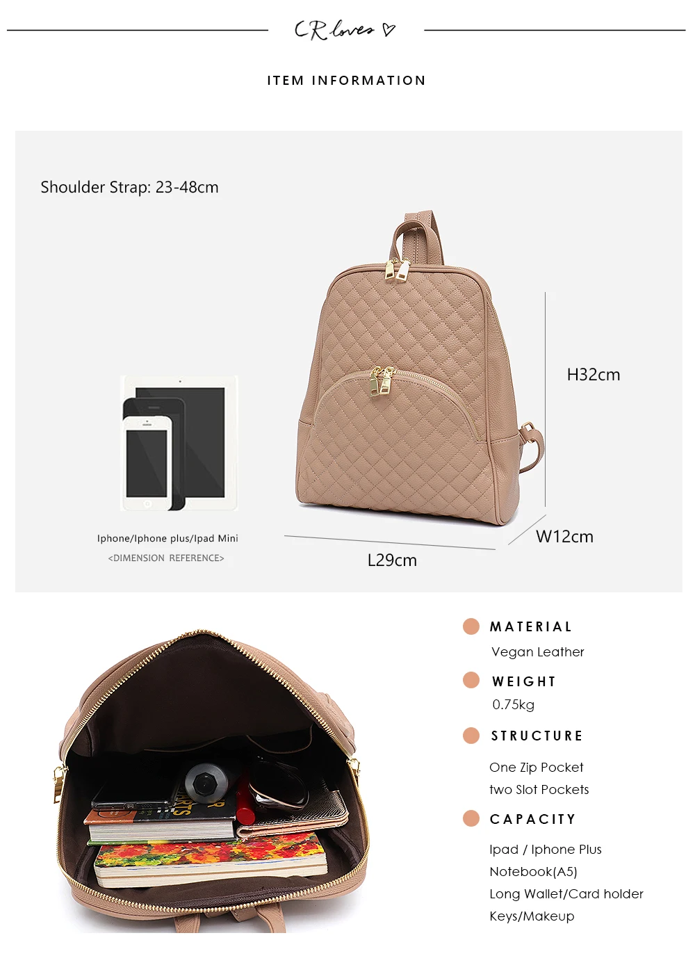 CEZIRA модный кожаный рюкзак для девочек, школьный ранец в клетку с карманом для женщин, дизайнерская брендовая большая Повседневная сумка на молнии