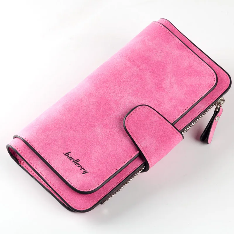 Модный винтажный стиль, Женский кошелек сумочка, длинный, высокое качество, мягкая кожа, женские кошельки, кредитницы, сумочка для денег - Цвет: Rose red