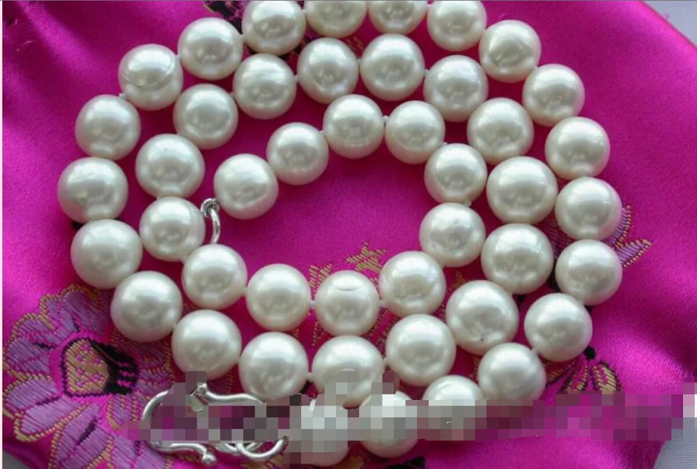 

000157 round white freshwater pearl necklace 925silver AAA