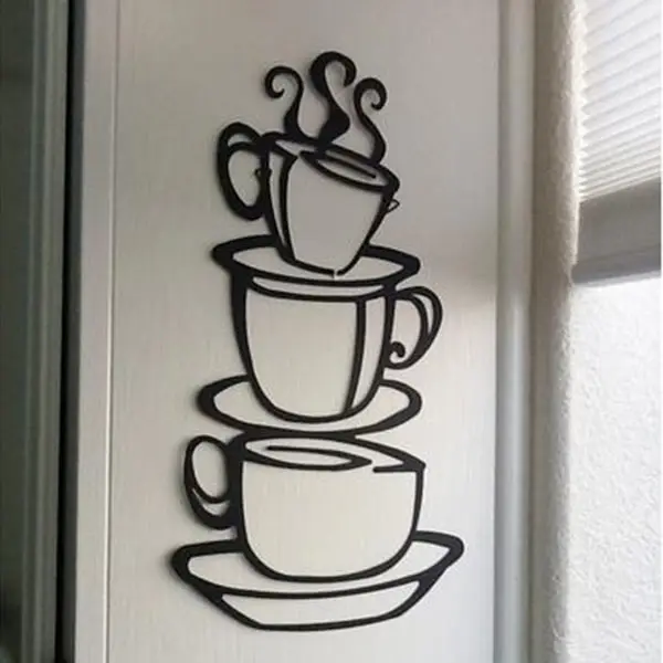 new removable plane wall hotel restaurant decor coffee cup mug design vinyl wall sticker home decor