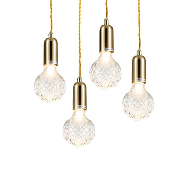 

Electroplating Copper Kitchen Hanging Lamps Restaurant Bar Porch Corridor Simple Glass Metal LED Decorative Lamps Pendant Light