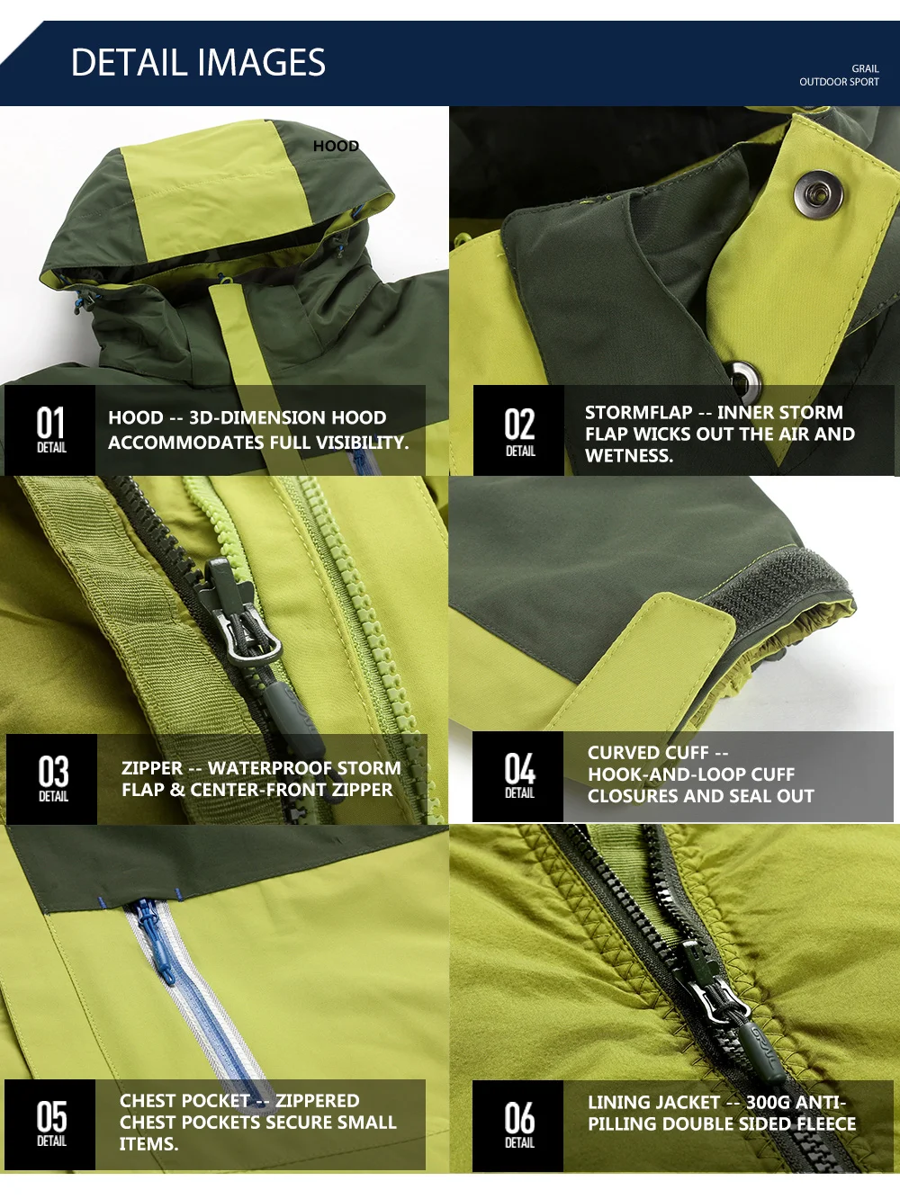 GRAIL мужская уличная куртка с подогревом Gore-Tex горное пальто для альпинизма Мужская лыжная куртка для кемпинга HikingM2103A