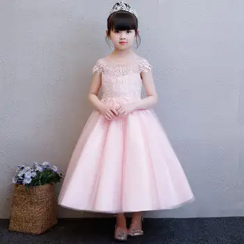 

Teens Girls Embroidered Flower Princess Wedding Party Lace Dress Children Elegant Christmas Dresse For Girl Party Costume Q74