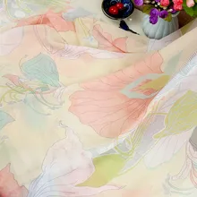 Шифоновая ткань с принтом в китайском стиле лотоса, шифоновый марлевый костюм Hanfu, юбка из искусственного шелка, шарф, декоративная одежда, сделай сам, ткань