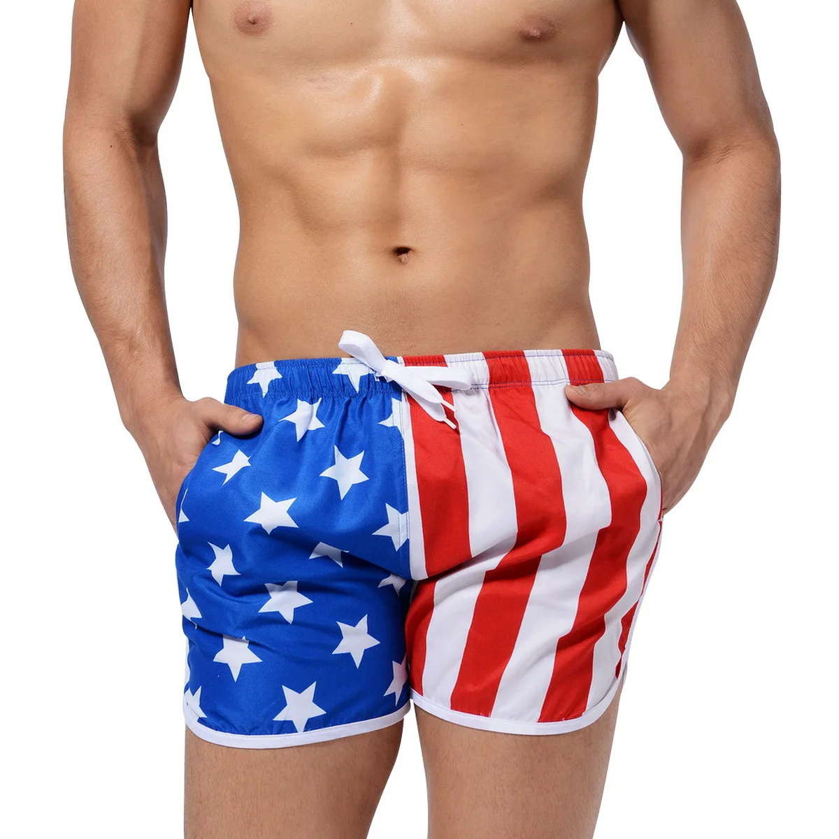 AustinBem Swimming Trunks Man American Flag Swimwear Men