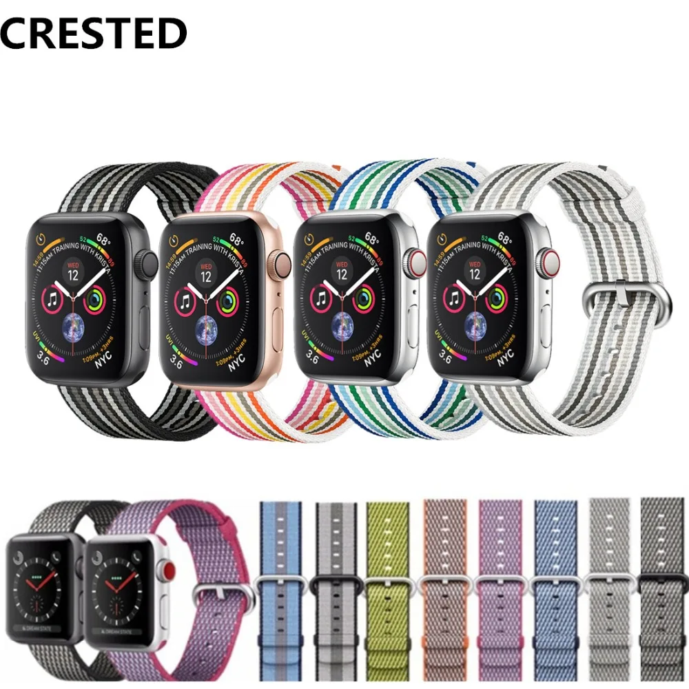 

Sport Woven Nylon band For Apple Watch 4 44mm/40mm Strap iwatch series 3 2 1 42mm 38mm wrist bracelet fabric belt correa