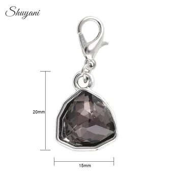 

20*15mm Fashion Silver Tone Lobster Clasp Charms Clear Rhinestone Charms Pendant for Jewelry Making DIY Handmade Craft