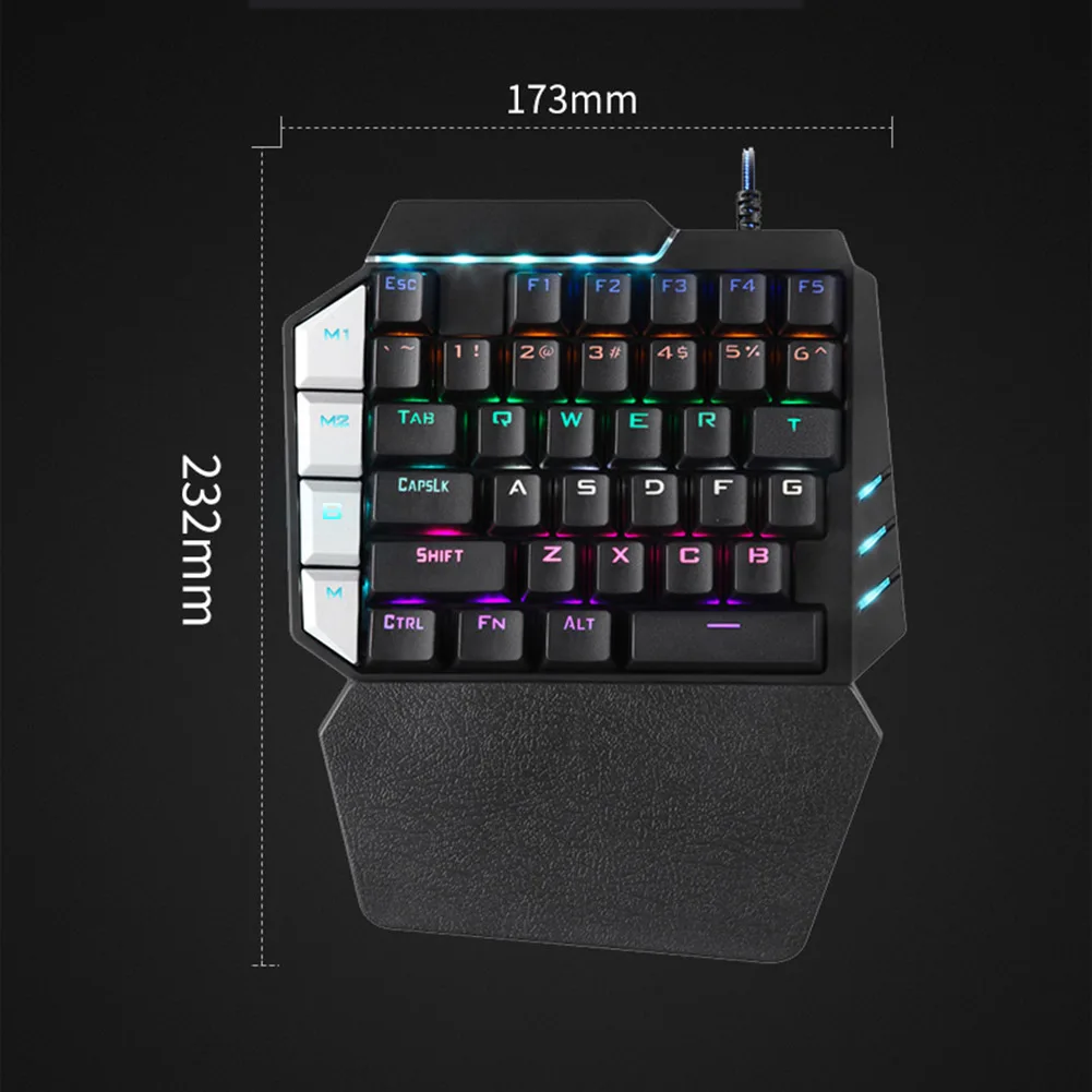 

HOT 38 Keys Wired USB Mini Keyboard Rainbow Backlight One Hand Keypad for Dota OW PUBG Game BUS66