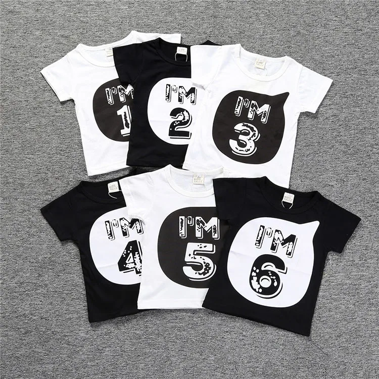 

Baby Boys T Shirts Print T Shirt for Kids Summer T-shirts Number for Age Funny Birthday T-shirts Kids Boys Casual Tops 1 - 6Y