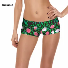Шорты qickitout брендовые модные фитнес-шорты женщины повседневные зеленые листья Роза цифровая печать эластичность талии шорты