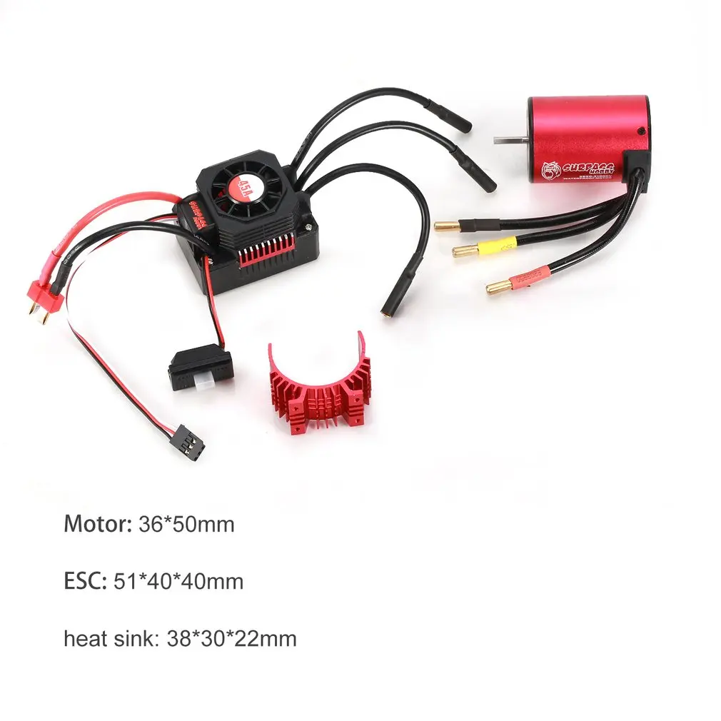 SURPASSHOBBY KK 3650 3100KV бесщеточный двигатель с 45A водонепроницаемый ESC для 2S 3S 1:10 гоночный Дрифт модель автомобиля с радиатором