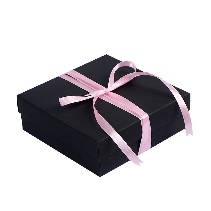 Sale 300pcs/lot Red/Black kraft paper box packaging square gift packaging gift black cardboard box for wedding 17.6*17.6*5.2cm 2