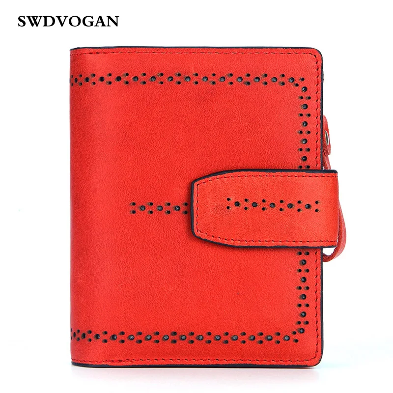 RFID Women Genuine Leather Wallet Male Cow Ladies Wallets Card Holders Classic Hollow Female Men With Coin Pocket | Багаж и сумки